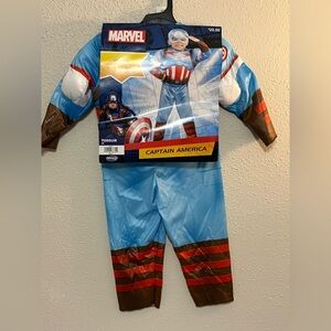 Captain America Toddler Costume with Muscles - Blue, Red, white